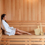Sauna Bucket and Ladle, Sauna Accessories Made of Hand-Made Camphor Pine, Wooden Sauna Set with Plastic Lining and Handle