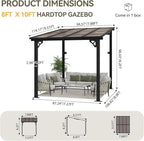 Aoxun 8’x10’ Gazebo, Wall Mounted Gazebos Pergola on Clearance, Outdoor Patio, Large Wall-Mounted Heavy Duty Awnings for Patio, Decks, Backyard（Black）