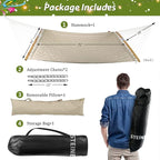 Double Hammock, 11 FT Quilted Fabric 2 Person Hammock for Outside with Pillow, Folding Curved Spreader Bar, Chains, Carrying Bag, Indoor Outdoor, 450 IB Capacity, Trinidad Red