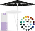 Midtown Umbrellas The Swilt 10 Feet Patio Umbrella in Sunbrella Black Acrylic Fabric - Fiberglass Ribs, Auto-Tilt Aluminum Frame For Backyard, Deck, Garden, Pool - White Pole