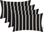 RSH DECOR: Sunbrella Lumbar Throw Pillows Set of 4 | 20" x 12" | Water and Fade-Resistant Performance Fabric | Outdoor Pillow Covers with Down-Alternative Inserts | Shore Classic Black