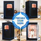 Upgraded Portable Sauna Box for Relaxation, Steam Sauna Tent for Home with Steamer, Remote Control, Folding Chair, 9 Levels, 2.6’ x 2.6’ x 5.9’