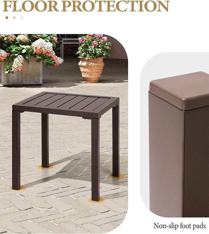 Crestlive Products Aluminum Outdoor Side Table Set of 2, Pool Lounge Chair Side Table, Weather Resistant Small Square Coffee End Table for Patio, Yard, Garden, Porch, Deck, Outdoor