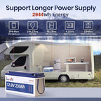 Timeusb 2 Pack 12V 230Ah LiFePO4 Battery, Built-in 150A BMS, Max. 1920W Power Output & 2944Wh Energy Lithium Battery, 15000 Cycles for Your RVs, Solar System, Off-Grid, Camper, etc