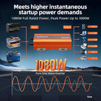 1080W Pure Sine Wave Inverter 12V to 110V Ultra Quiet, Game-Changing Design | 12V to 110 Converter for Home, RV, Camping, Off-Grid & Outdoor Adventures丨DC to AC (LGE-12V-1080Ti)