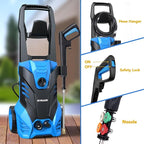 EVEAGE Electric Powerful Pressure Washer - 3500PSI Max 2.5GPM Power Washer with 20FT Hose 4 Quick Connect Nozzles, Soap Tank Clean Cars, IPX5 Car Wash Machine/Car/Driveway/Patio Clean
