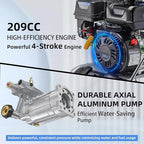 Gas Pressure Washer, 3500PSI Gas Power Washers 209CC 2.3GPM High Pressure Washers with 25FT Hose, 4 Quick-Connect Nozzles, Soap Tank, Axial Pump, Portable Pressure Washer Gas Powered for Car