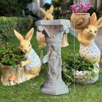Vintage Weathered 21.3’’H Winged Angel Roman Column Statue Oxidized Magnesium Pedestal Base for Home Garden Yard Patio Decor Event Displays, White