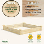 Greenes Fence Original Pine Raised Garden Bed, 4' x 4' x 7" - Made in USA with American Pine
