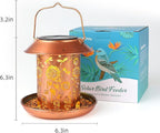 Solar Bird Feeders Outdoors Hanging Solar Lanterns Outdoor Waterproof Metal Wild Bird Feeder Decor Garden Gifts for Women Mom Bird Lovers,Decoration for Yard,Patio,Lawn