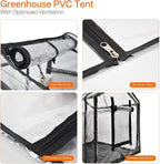 Bstrip Indoor Greenhouse with Grow Light, Mini PVC Tent with PE Base Mat, Ventilation Windows & Zippered Door, 18W Tabletop Greenhouse Light for Seed Starting with Timer, 23.8" x 15.7" x 20.5"