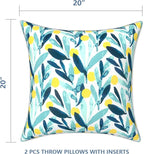 LVTXIII Set of 2 Patio Throw Pillows Waterproof 20"x20" Fade Resistant Outdoor Throw Pillows with Inserts, Fluffy Decorative Garden Toss Pillow Cushions for Home Patio Coach Sofa Use, Leaves Multi