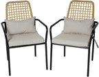 7 Pieces Rattan Patio Swivel Chairs, Stackable Chairs and 63"x38" Rectangle Table Set
