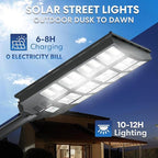 8000W Solar Street Lights Outdoor Waterproof, Dusk to Dawn Solar Lights Outdoor with Motion Sensor and Remote Control for Yard, Parking Lot, Garage, Street, 3 Pack