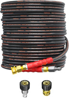 Pressure Washer Hose 75FT, 4200PSI High Tensile Wire Braid Kink Resistant Power Washer Extension Hose, 1/4" Flexible Replacement Hose with M22-14mm Brass Swivel Thread and 3/8 Quick Connect