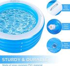 Inflatable Swimming Pool, 70"x30" Large Deep Round Inflatable Pool with Handles Family Pool, Summer Water Party, Kids, Outdoor, Garden Backyard, Suitable for Adults & 3+ Year Olds (Blue)