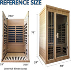 1-2 Person Infrared Sauna, Hemlock Wood Low EMF Far Infrared Saunas for Home, 1350watt Indoor Personal Sauna Room Box with APP Control, Glass Door, Blue-Tooth, LCD, LED Reading Light