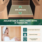1 Person Full Spectrum Infrared Sauna,Home Dry Sauna with Rapid Heating & Adjustable Backrest Chair, Indoor Spa Room, 120V,Detox & Muscle Relaxation