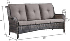 Rilyson 5 Piece Outdoor Patio Furniture Set - Rattan Wicker Patio Conversation Sets with 2 Swivel Rocker Chairs,2 Ottomans and 1 Sofa for Outside Porch Deck Backyard(Brown/Grey)