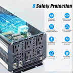 3000W Power Inverter 12V to 110V/120V DC to AC with LCD Display, Remote Controller and 4 x AC Outlets Car Adapter for Car Truck Boat RV Off Grid Solar System