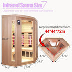 Infrared Saunas 2-3 Person, Ceramic Infrared Sauna for Home, Low EMF Indoor Home Sauna Spa, Ultra Large Size Corner Sauna, Hemlock Wood Sauna Room, Bluetooth Speakers, Chromotherapy Lights