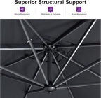 PURPLE LEAF 10 Feet Patio Umbrella with Base Outdoor Cantilever Round Umbrella Aluminum Offset Umbrella with 360-degree Rotation for Garden Deck Pool Patio, Grey