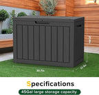 45GAL Black Outdoor Storage Deck Box with Secure Lock Hole - Weatherproof, SGS Certified UV Resistance, Suitable for Pool Toys and Patio Decor Storage, Features Sturdy Side Handles for Easy Transport