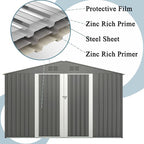 Metal Outdoor Storage Sheds 8 x 6 FT Lockable Metal Garden Shed Steel Anti-Corrosion Storage House with Double Lockable Door for Backyard Outdoor Patio
