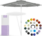 Midtown Umbrellas The Swilt 10 Feet Patio Umbrella in Terylast Matter (Grey) Polyester Fabric - Fiberglass Ribs, Auto-Tilt Aluminum Frame For Backyard, Deck, Garden, Pool - White Pole