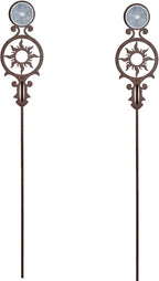Touch of Class Pathways Reflective Driveway Marker Stake Set of Two for Outdoor Use | Radiating Sun Design | Personalized Tall Reflector Set of 2 | Weathered Bronze Durable Finish