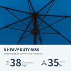 PatioKingdom Auto-Tilt 9FT Patio Umbrella Outdoor with 8 Sturdy Fiberglass Ribs,Market Table Umbrella for Pool,Backyard,Deck and Garden
