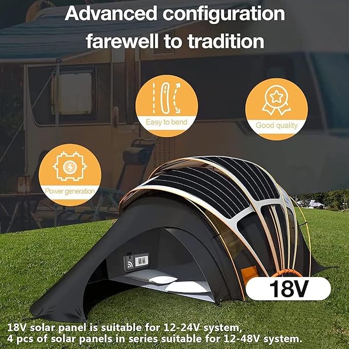 1200 Watt Flexible Solar Panel for RV, 2 × 600 Watt 12 Volt Solar Power Panel Kit Photovoltaic Module Monocrystalline Solar Panels for Camping Off Grid Car Battery Charging Boat