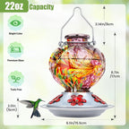 BOLITE Hummingbird Feeder, Hand Blown Glass Hummingbird Feeders for Outdoors Hanging, with Ant Moat and 5 Feeding Ports, 22 Ounces, Peony Flower Shape, Purple, Gifts for Women Men, Gifts for Mom Dad