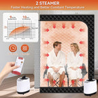 Home Sauna Portable, Upgraded Extra Large 2 Person Sauna Box with 2x3L 1300w Steamer, 2 Big Folding Chair, 9 Levels Heat, Timer,Remote Control - Steam Sauna Room Tent for Home Spa 71”x 49”x 35”, Black