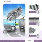 Midtown Umbrellas 10-Year-No-Fade - 9 Ft - UV Proof Zebra Stripes Polyester Fabric - Umbrella Outdoor Patio, Auto-Tilt Aluminum Frame Patio Umbrella for Garden, Pool & Deck - Black Pole
