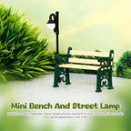 Toyvian Dollhouse Miniature Park Bench Miniature Garden Chair Seat Props Fairy Garden Bench with Mini Street Lamp Post Light Decor for Dollhouses Decoration Garden Ornaments