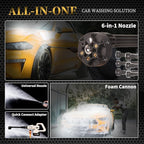 Cordless Pressure Washer with Grip,652 PSI Power Cleaner with 6-in-1 Nozzle,3-Speed Adjustment,21V Rechargeable 4.0Ah Battery High-Pressure Car Washer Gun for Floor/Home/Car Cleaning&Watering
