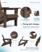 SERWALL Adirondack Chair with Cup Holders - Composite Adirondack Chairs Set of 8 HDPE Outdoor Chairs All Weather Use- Coffee