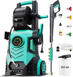 2025Upgraded Pressure Washer 5000PSI with Adj-8-Level Touch Screen, 34" Tall Power Washer, 4 Quick Connect Nozzles, Inlet Hose&Filter&500mlFoam Cannon for Cars/Fences/Driveways/Home Cleaning, Blue