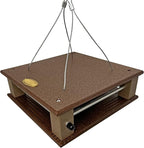 DutchCrafters Poly Gilbertson Large Covered Blue Bird Feeders for Outdoors Hanging, Bluebird Feeder for Mealworms - Amish USA Made (Milwaukee Brown & Weatherwood)