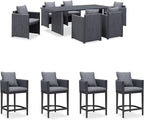 PURPLE LEAF 7-Piece Patio Conversation Set Olefin Cushions Outdoor Rectangular Aluminum Dining Table and Chairs for Garden Backyard Kitchen Indoor Decor Grey