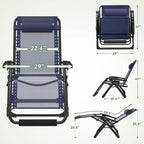 ZENPETIO 29In XL Zero Gravity Chair w/Cushion, Zero Gravity Recliner Lounge Chair for Indoor and Outdoor, Reclining Camping Chair for Lawn, Anti Gravity Chair with Cup Holder and Footrest, 440LBS