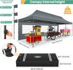 COBIZI 10x30 Heavy Duty Pop Up Canopy with 8 Sidewalls and Hexagonal Legs, Easy up Tent for Parties, Wedding and Commercial, Outdoor Canopy with Carry Bag, Sand Bags, Waterproof & UPF50+ (Gray)