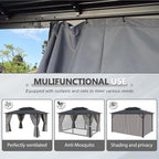 Aoxun 10'x12' Hardtop Gazebo Featuring Aluminum Frame & Double Galvanized Steel Roof, Outdoor Metal Shelter with Netting, Plus LED Waterproof Hanging Lights