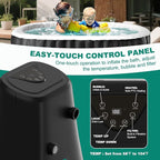 DoCred 1-2 Person Inflatable Hot Tub, 75" X 47" X 25" Oval Blow Up Portable Hot Tub with 100 Bubble Jets, Large Outdoor Spa Bathtub Set Included Heater Pump, Insulated Cover and Side Table