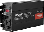 VEVOR 1000W Pure Sine Wave Inverter, DC 12V to AC 120V Power Inverter with 2 AC Outlets 1 USB Port 1 Type-C Port, Remote Control for Small Home Devices Like Smartphone Laptop, CE FCC Certified