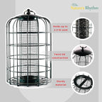 Nature's Rhythm Outdoor Hanging Bird Feeder Cage Mesh Tube Squirrel Proof Wild Bird Feeder with Large Metal Seed Guard Deterrent