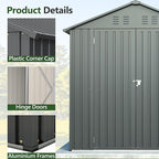 6x6 ft Metal Outdoor Storage Shed,Metal Steel Utility Tool Shed Storage House with Window and Floor Kit for Backyard Garden Patio Lawn Black
