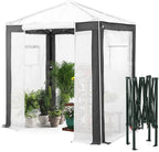 EAGLE PEAK 6x4 Portable Walk in Greenhouse with Polyester Reinforced Corners, Instant Pop up Indoor Outdoor Gardening Green House, Roll Up Zipper Entry Door and Mesh Windows, Gray/White