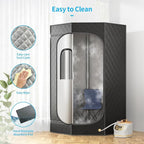 Home Steam Sauna Box, Portable Sauna for Home, Steam Sauna Tnet Full Size Single Person Sauna with 3.0L&1500W Steamer, Remote Control, Foldable Chair & RGB LED Light （Black）
